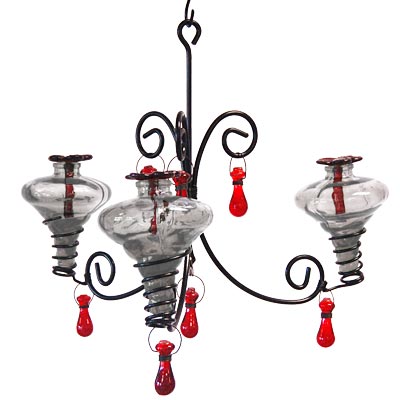 Parasol Mini-Blossom Chandelier Hummingbird Feeder, Clear, 12 oz.