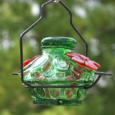 Parasol Pot de Creme Hummingbird Feeder, Moon & Stars, Green, 7 oz.